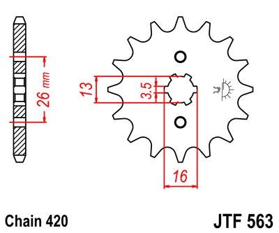 Piñon JT 563 de acero con 16 dientes