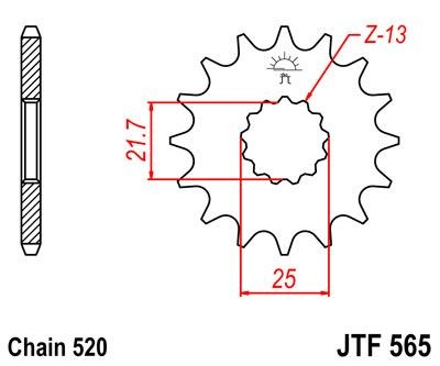Piñon JT 565 de acero con 16 dientes