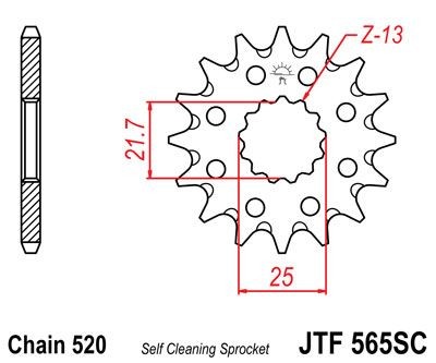 Piñon JT 565SC  autolimpiable de acero con 13 dientes