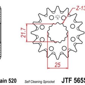 KAWASAKI - Piñon JT 565SC autolimpiable de acero con 14 dientes -