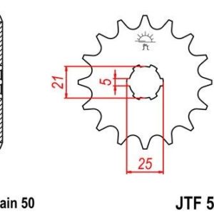 Piñon JT 567 de acero con 16 dientes