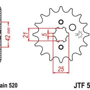Piñon JT 569 de acero con 16 dientes