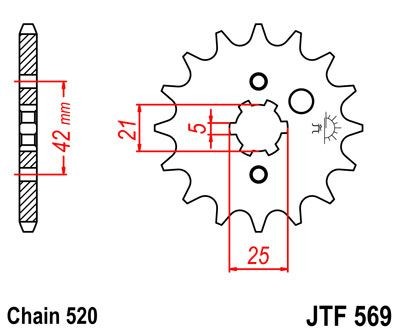 Piñon JT 569 de acero con 16 dientes