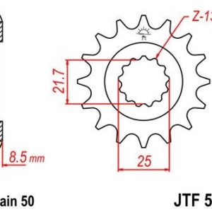 Piñon JT 570 de acero con 16 dientes