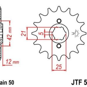 Piñon JT 571 de acero con 16 dientes
