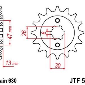 Piñon JT 574 de acero con 16 dientes