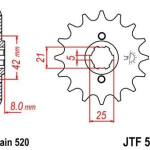 Piñon JT 575 de acero con 15 dientes
