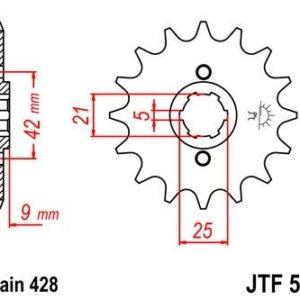 Piñon JT 576 de acero con 19 dientes