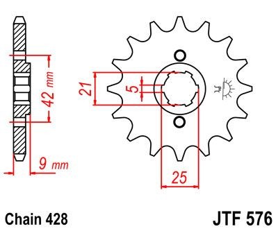 Piñon JT 576 de acero con 19 dientes