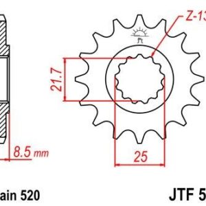 Piñon JT 578 de acero con 15 dientes