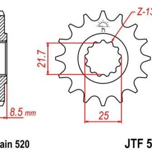 Piñon JT 578 de acero con 16 dientes