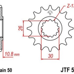 Piñon JT 579 de acero con 15 dientes