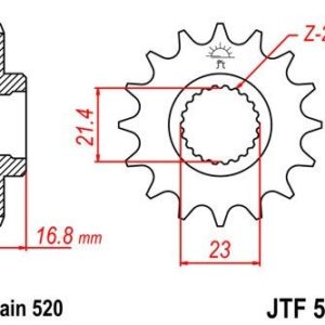 Piñon JT 582 de acero con 16 dientes