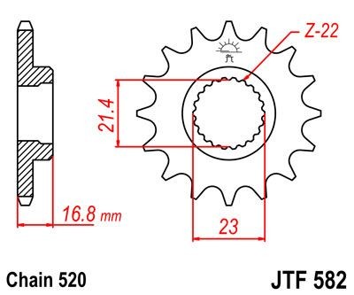 Piñon JT 582 de acero con 16 dientes