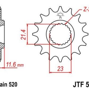 Piñon JT 583 de acero con 14 dientes