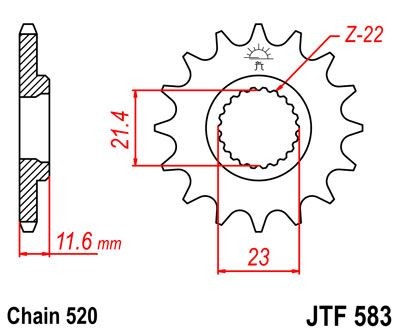 Piñon JT 583 de acero con 14 dientes