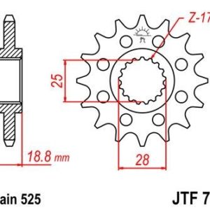 Piñon JT 704 de acero con 17 dientes