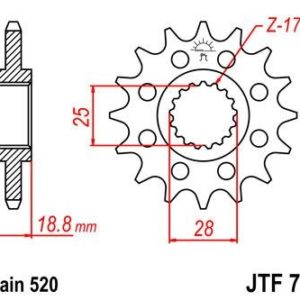 Piñon JT 705 de acero con 16 dientes