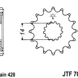 Piñon JT 708 de acero con 15 dientes