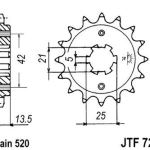 Piñon JT 725 de acero con 14 dientes
