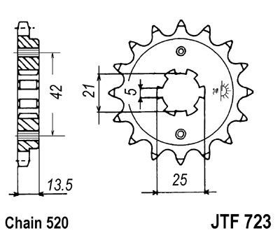 Piñon JT 725 de acero con 14 dientes