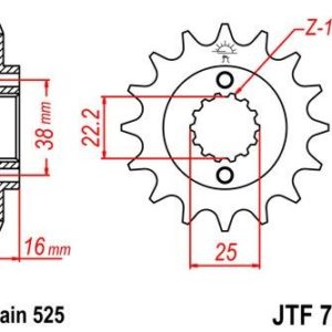 Piñon JT 740 de acero con 14 dientes