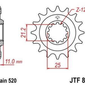 Piñon JT 824 de acero con 16 dientes