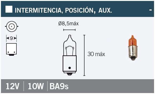 Lampara 12Vx10W naranja