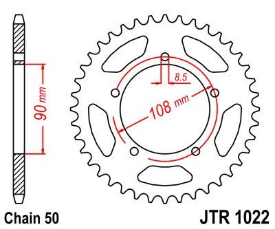 Corona JT 1022 de acero con 38 dientes