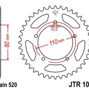 Corona JT 1075 de acero con 39 dientes
