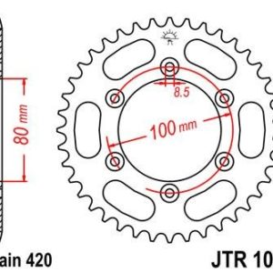 Corona JT 1076 de acero con 48 dientes