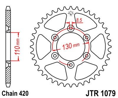 Corona JT 1079 de acero con 62 dientes