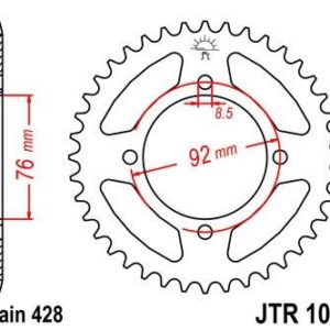 Corona JT 1080 de acero con 39 dientes