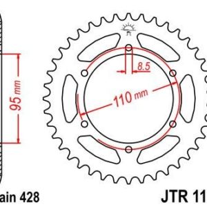 Corona JT 1163 de acero con 45 dientes