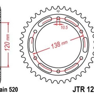 Corona JT 1220 de acero con 38 dientes