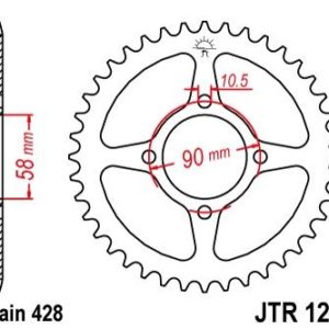 Corona JT 1221 de acero con 44 dientes