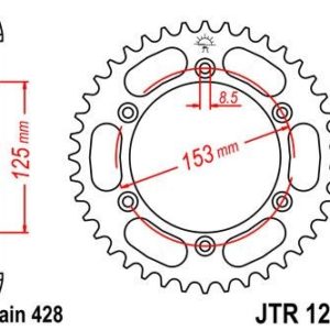 HONDA - Corona JT 1258 de acero con 54 dientes -