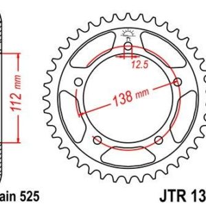 Corona JT 1304 de acero con 43 dientes