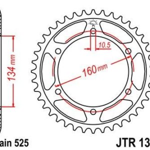 Corona JT 1307 de acero con 45 dientes