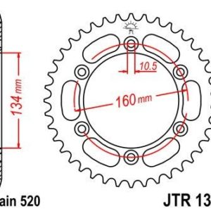 HONDA - Corona JT 1308 de acero con 42 dientes -