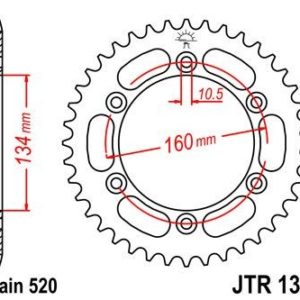 Corona JT 1308 de acero con 45 dientes