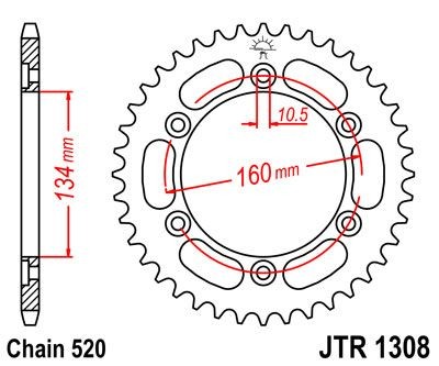 Corona JT 1308 de acero con 45 dientes