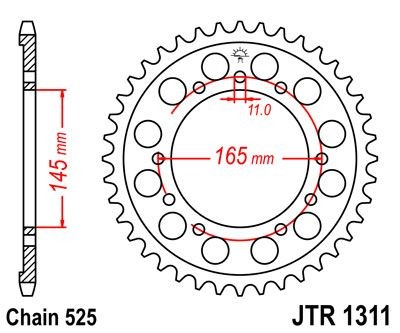Corona JT 1311 de acero con 45 dientes