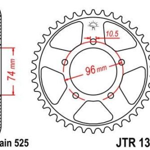 Corona JT 1313 de acero con 42 dientes