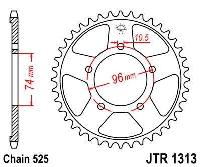 Corona JT 1313 de acero con 42 dientes