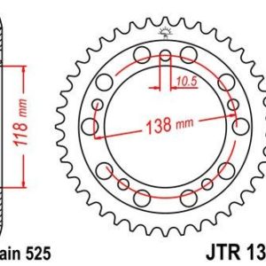 Corona JT 1314 de acero con 39 dientes