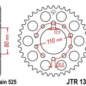 Corona JT 1332 de acero con 36 dientes