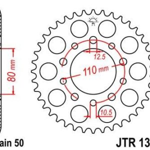 Corona JT 1334 de acero con 34 dientes