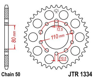 Corona JT 1334 de acero con 34 dientes