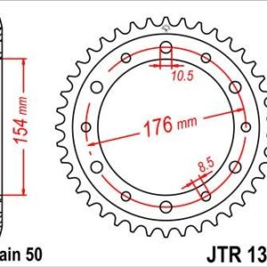 Corona JT 1340 de acero con 44 dientes